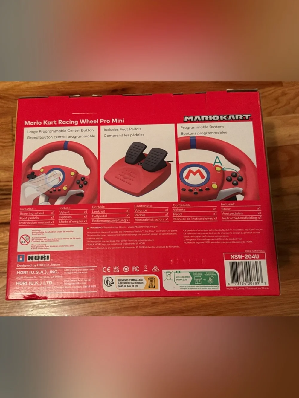 Nintendo Red Mario Kart Racing Wheel Pro Mini with Blue Base